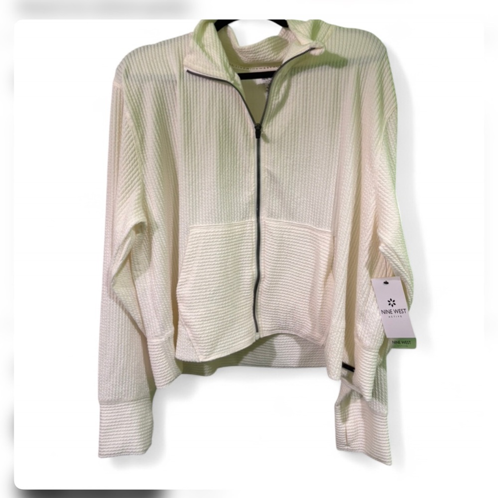 Nine West Active butter cream stretch zip up Athleisure jacket 2X